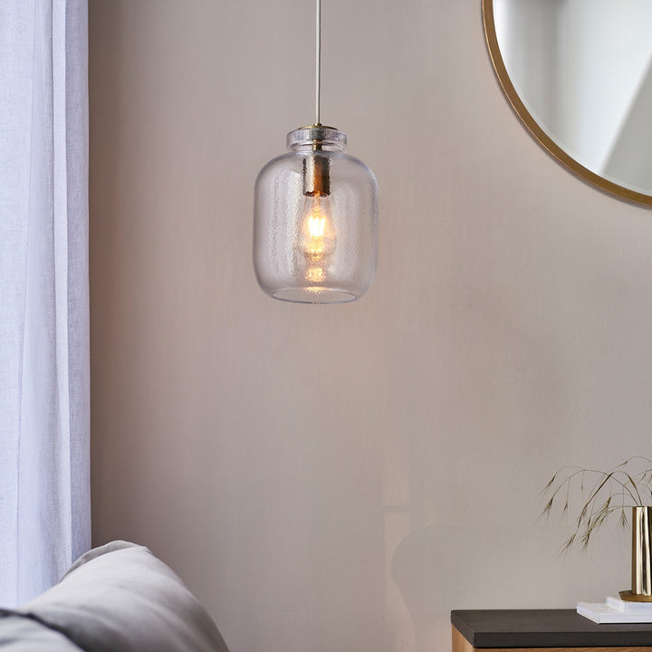 Lyra Glass Pendant Light - Antique Brass Endon 3