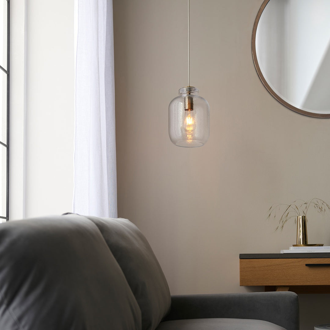 Lyra Glass Pendant Light - Antique Brass Endon 4