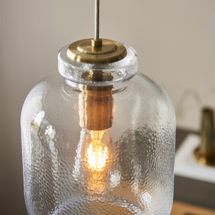Lyra Glass Pendant Light - Antique Brass Endon 6