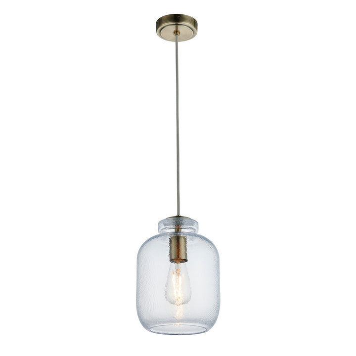Lyra Glass Pendant Light - Antique Brass Endon 8
