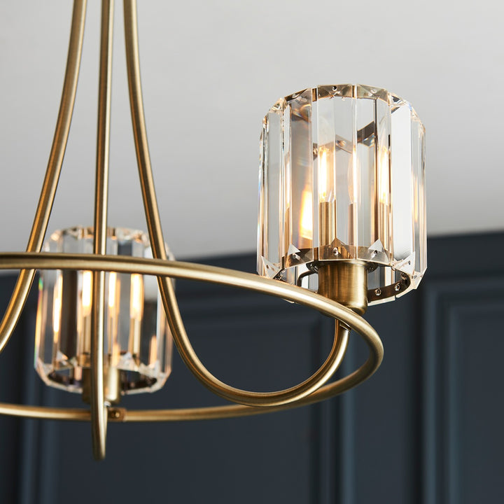 Berenice 3 Faceted Glass Ceiling Light - Antique Brass Endon 6