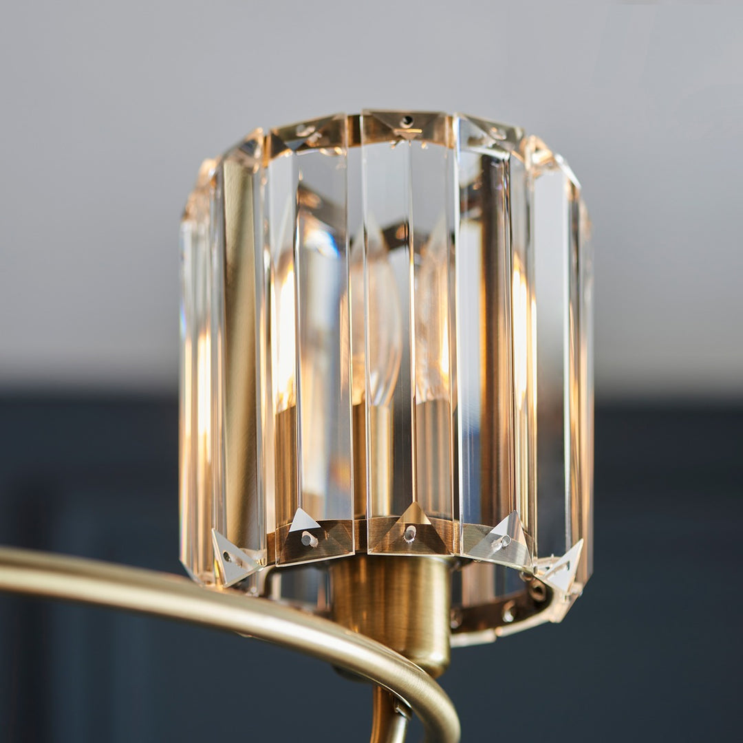 Berenice 3 Faceted Glass Ceiling Light - Antique Brass Endon 7