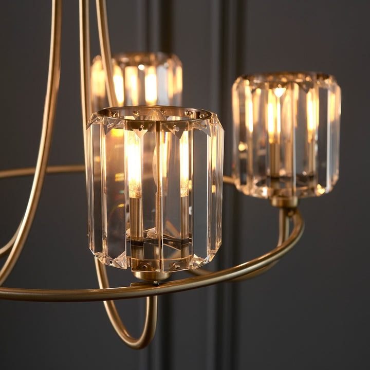 Berenice 5 Faceted Glass Ceiling Light - Antique Brass Endon 5