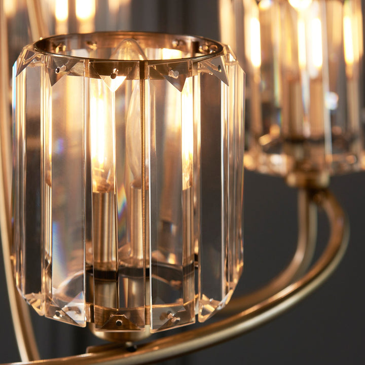 Berenice 5 Faceted Glass Ceiling Light - Antique Brass Endon 6