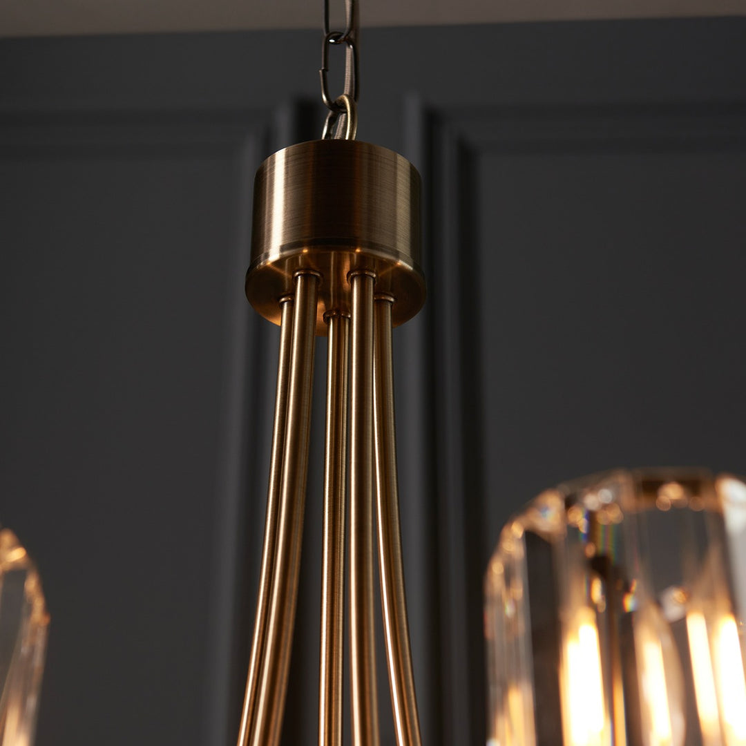 Berenice 5 Faceted Glass Ceiling Light - Antique Brass Endon 7