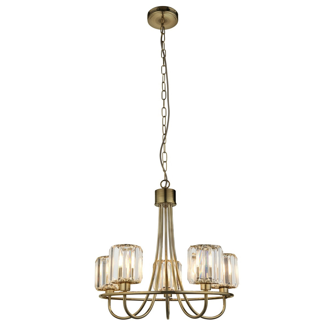 Berenice 5 Faceted Glass Ceiling Light - Antique Brass Endon 9