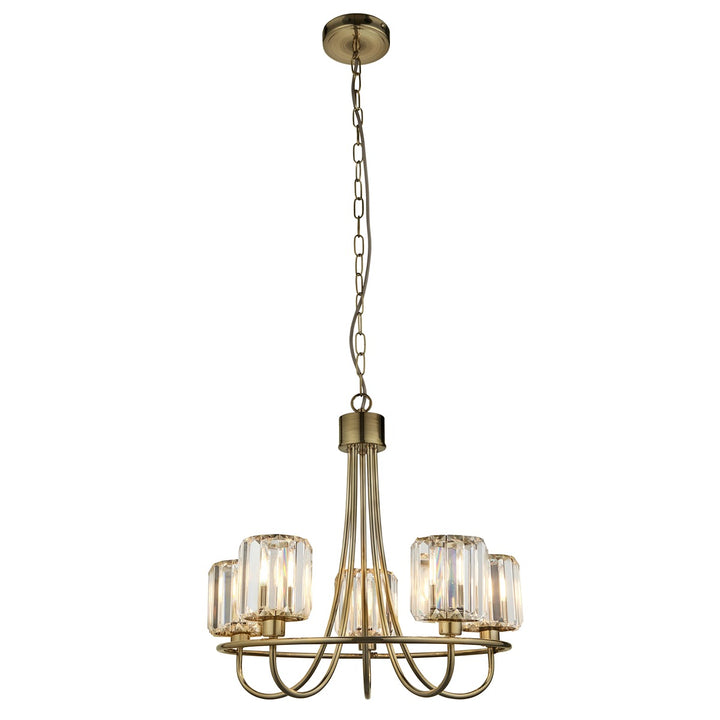 Berenice 5 Faceted Glass Ceiling Light - Antique Brass Endon 9