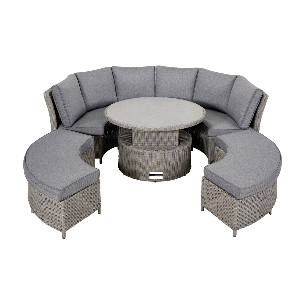 Olivia's Outdoor Slate Grey Bermuda Daybed Dining Set with Ceramic Top