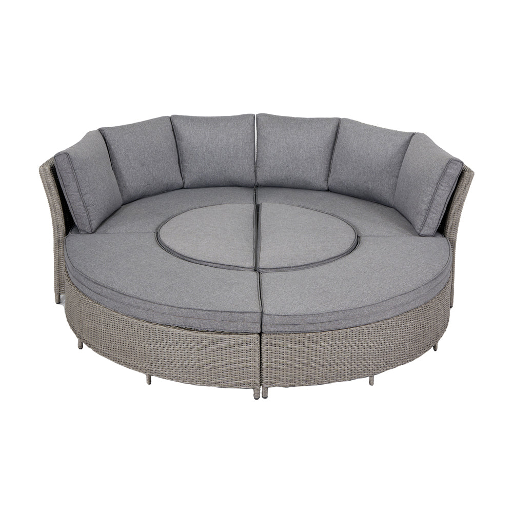 Olivia's Outdoor Slate Grey Bermuda Daybed Dining Set with Ceramic Top