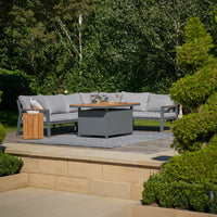 Olivia's Outdoor Oslo Anthracite Corner Set with Fire Pit Table