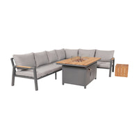 Olivia's Outdoor Oslo Anthracite Corner Set with Fire Pit Table