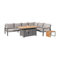 Olivia's Outdoor Oslo Anthracite Corner Set with Fire Pit Table