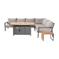 Olivia's Outdoor Oslo Anthracite Corner Set with Fire Pit Table