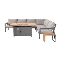 Olivia's Outdoor Oslo Anthracite Corner Set with Fire Pit Table