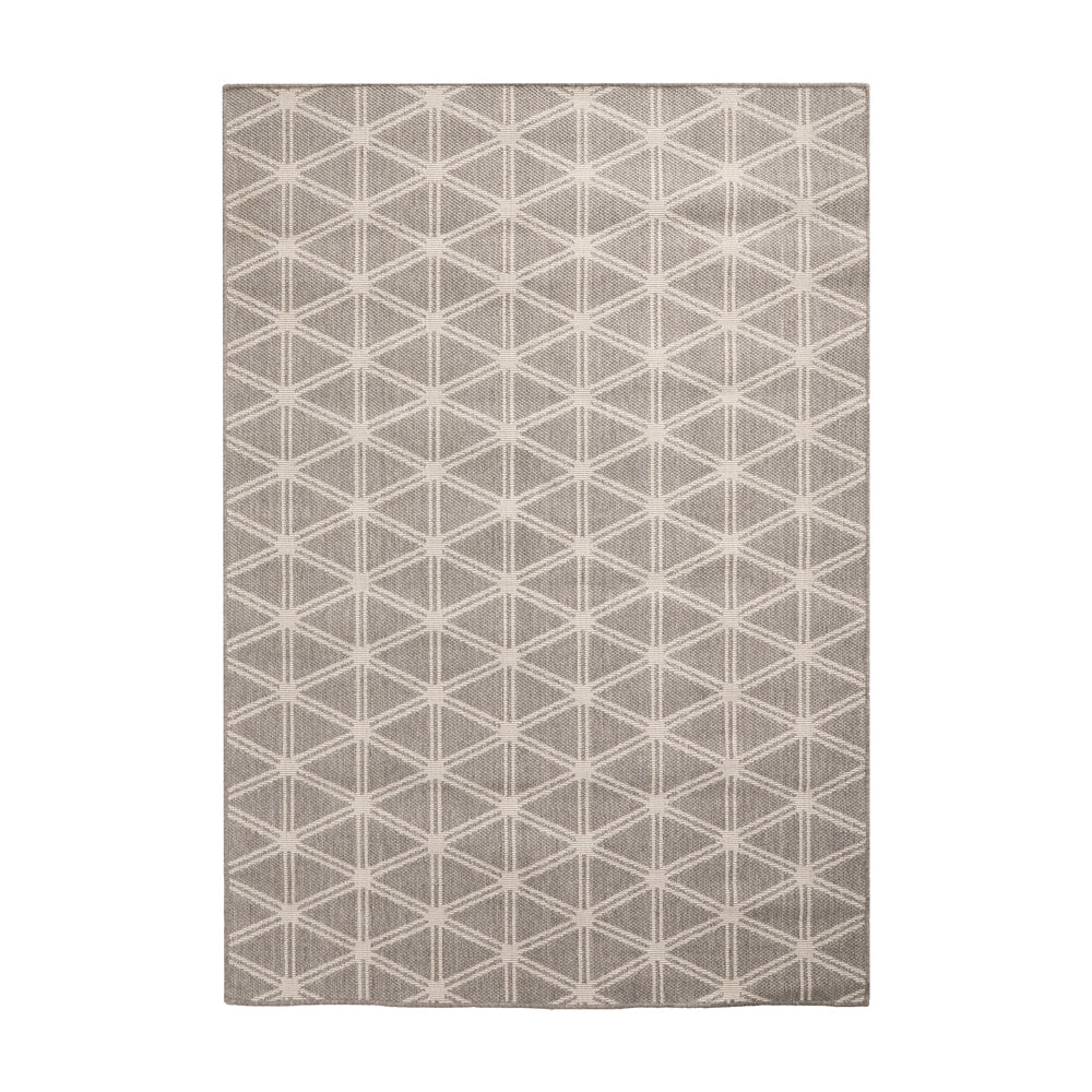 Olivia's Indoor Outdoor Silver, Grey and White Geometric Design Rug