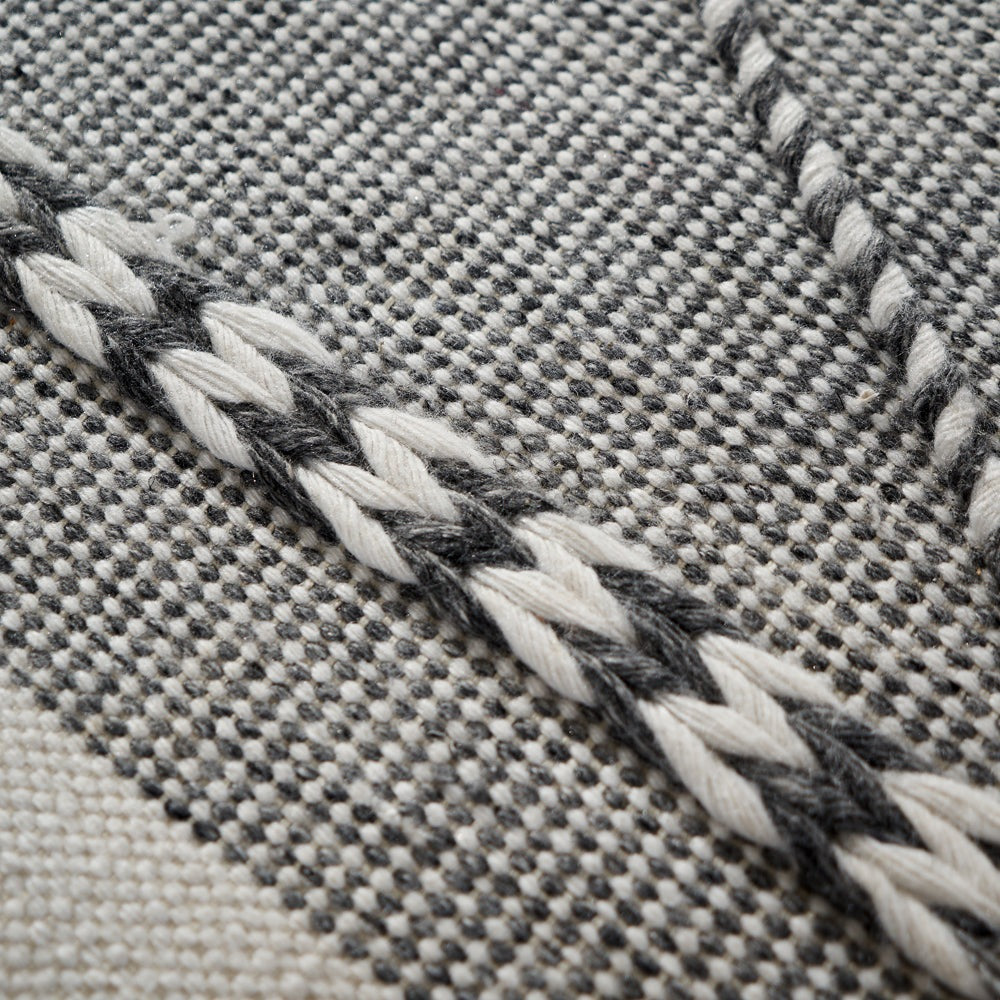 Olivia's Indoor Outdoor Grey and White Plaited Stripe Design Rug