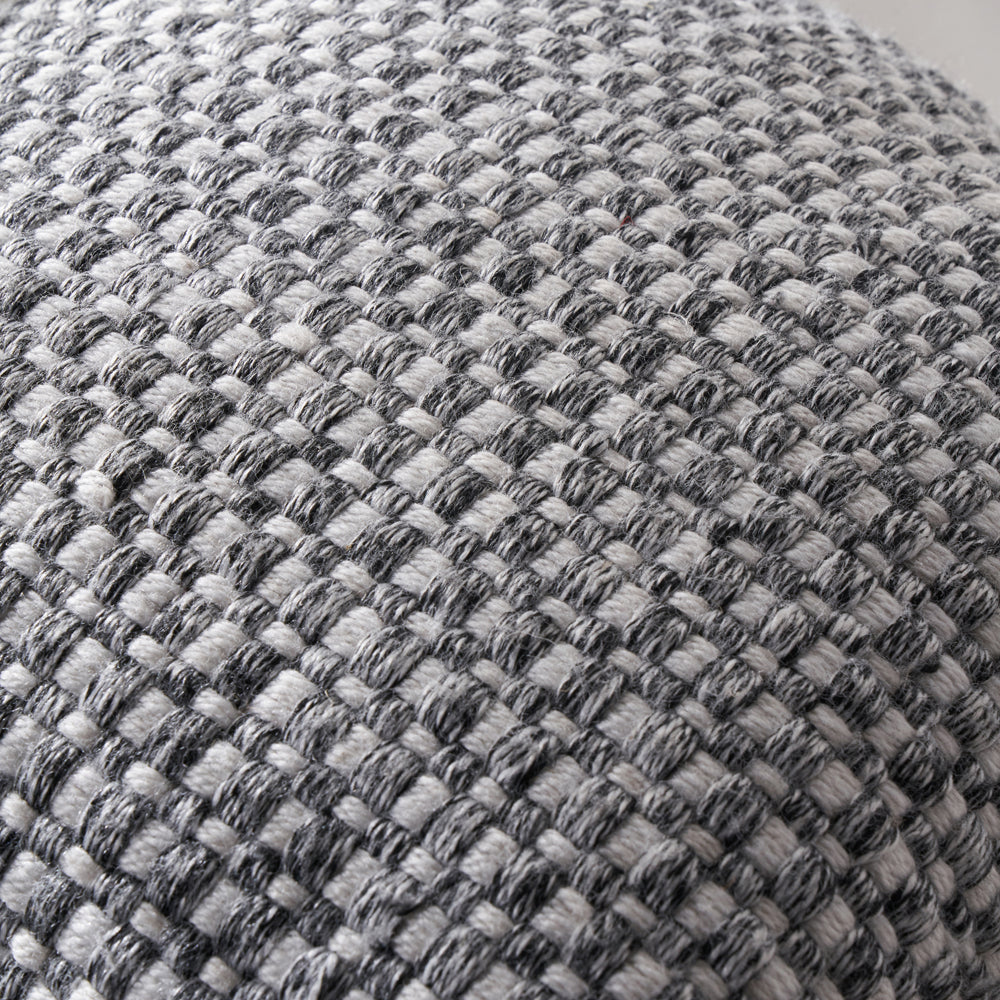 Olivia's Indoor Outdoor Graphite and White Basket Weave Design Scatter Cushion