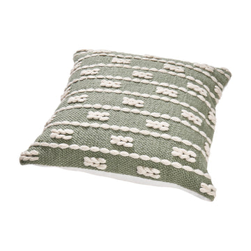 Olivia's Indoor Outdoor Sage and White Braid Design Square Scatter Cushion