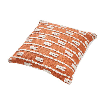 Olivia's Indoor Outdoor Terracotta and White Braid Design Scatter Cushion