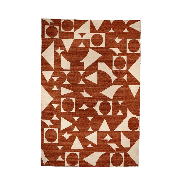 Indoor Outdoor Geometric Design Rug Large - Terracotta & Ivory Pacific Lifestyle 1
