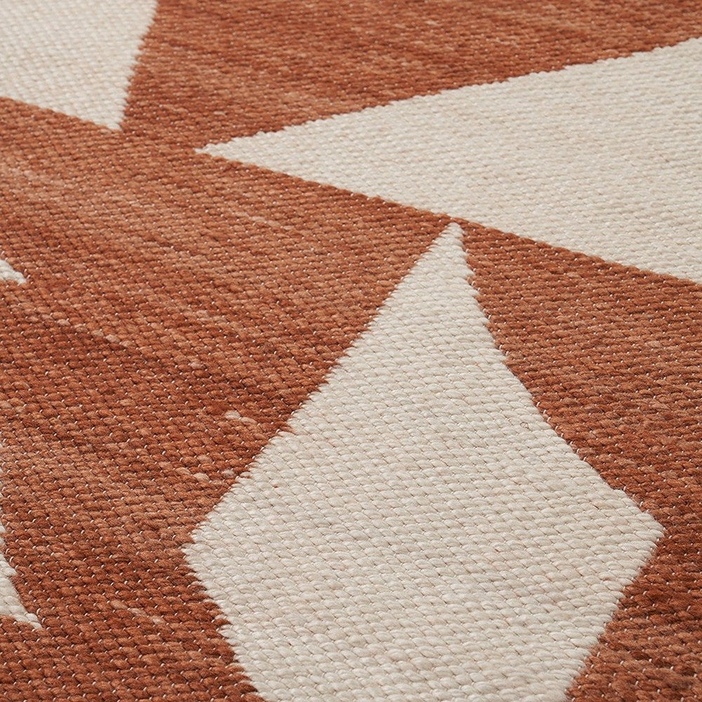 Indoor Outdoor Geometric Design Rug Large - Terracotta & Ivory Pacific Lifestyle 3