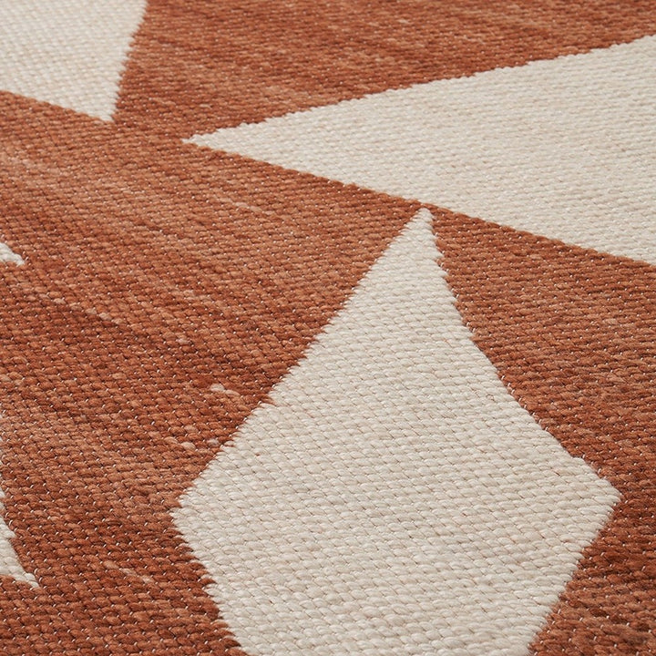 Indoor Outdoor Geometric Design Rug Large - Terracotta & Ivory Pacific Lifestyle 3