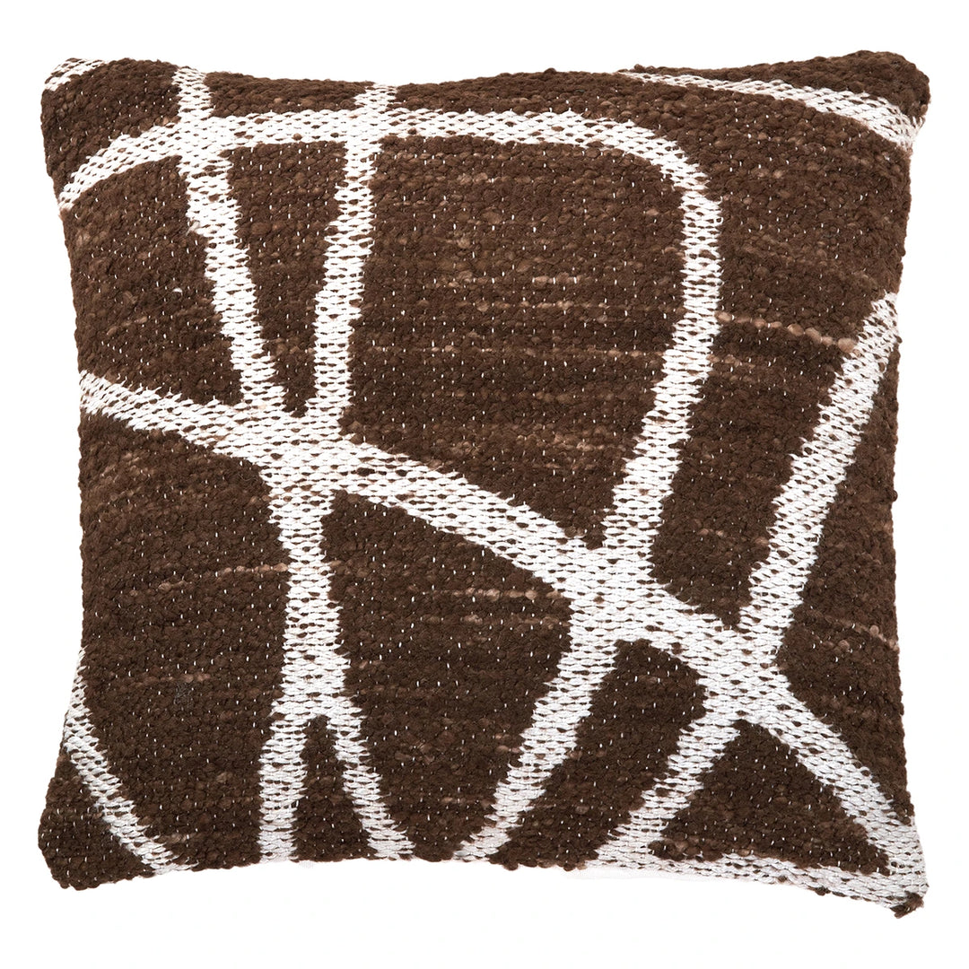 Indoor Outdoor Abstract Swirl Design Scatter Cushion - Chocolate Brown