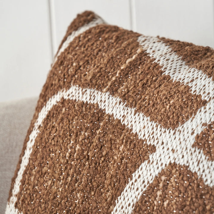 Indoor Outdoor Abstract Swirl Design Scatter Cushion - Chocolate Brown