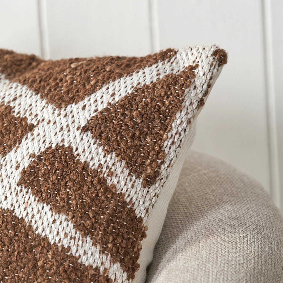 Indoor Outdoor Abstract Swirl Design Scatter Cushion - Chocolate Brown