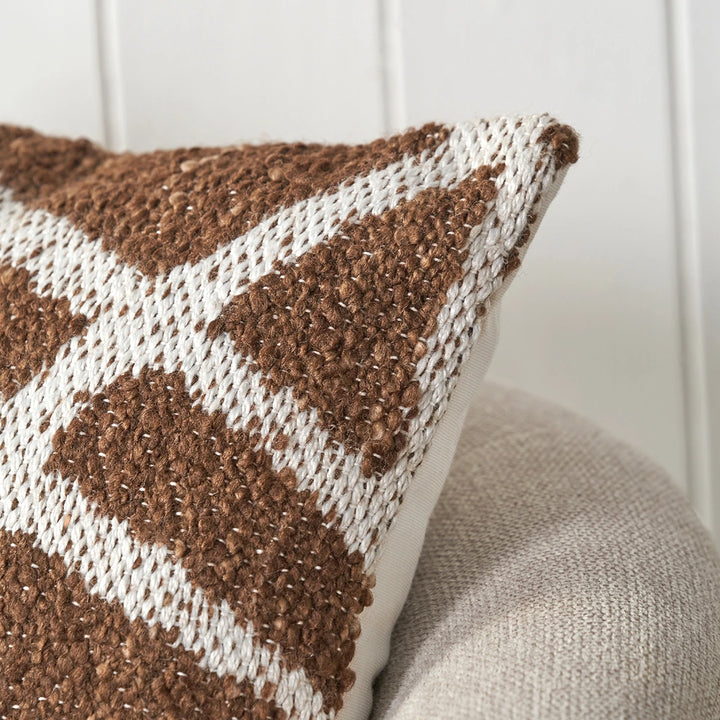 Indoor Outdoor Abstract Swirl Design Scatter Cushion - Chocolate Brown