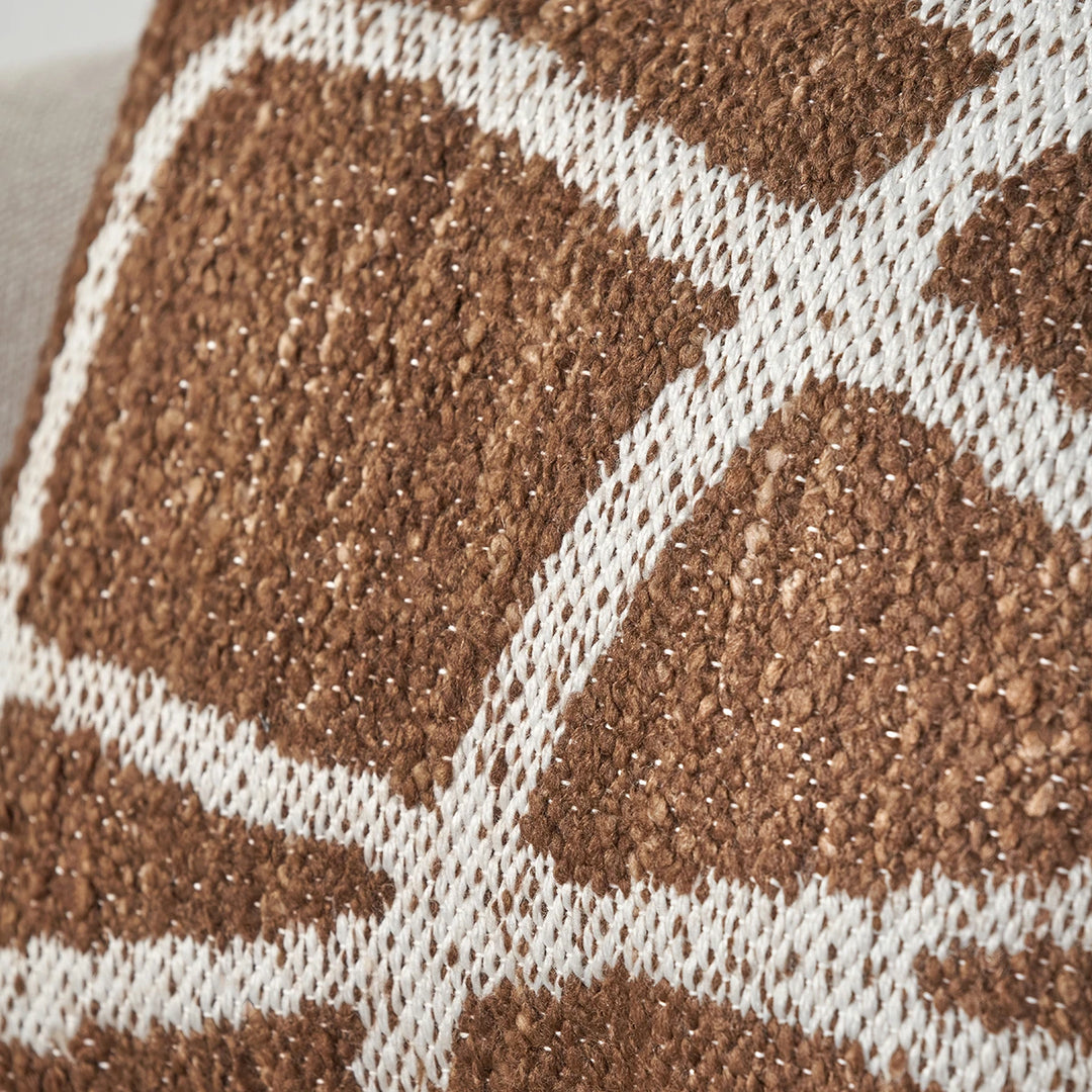 Indoor Outdoor Abstract Swirl Design Scatter Cushion - Chocolate Brown