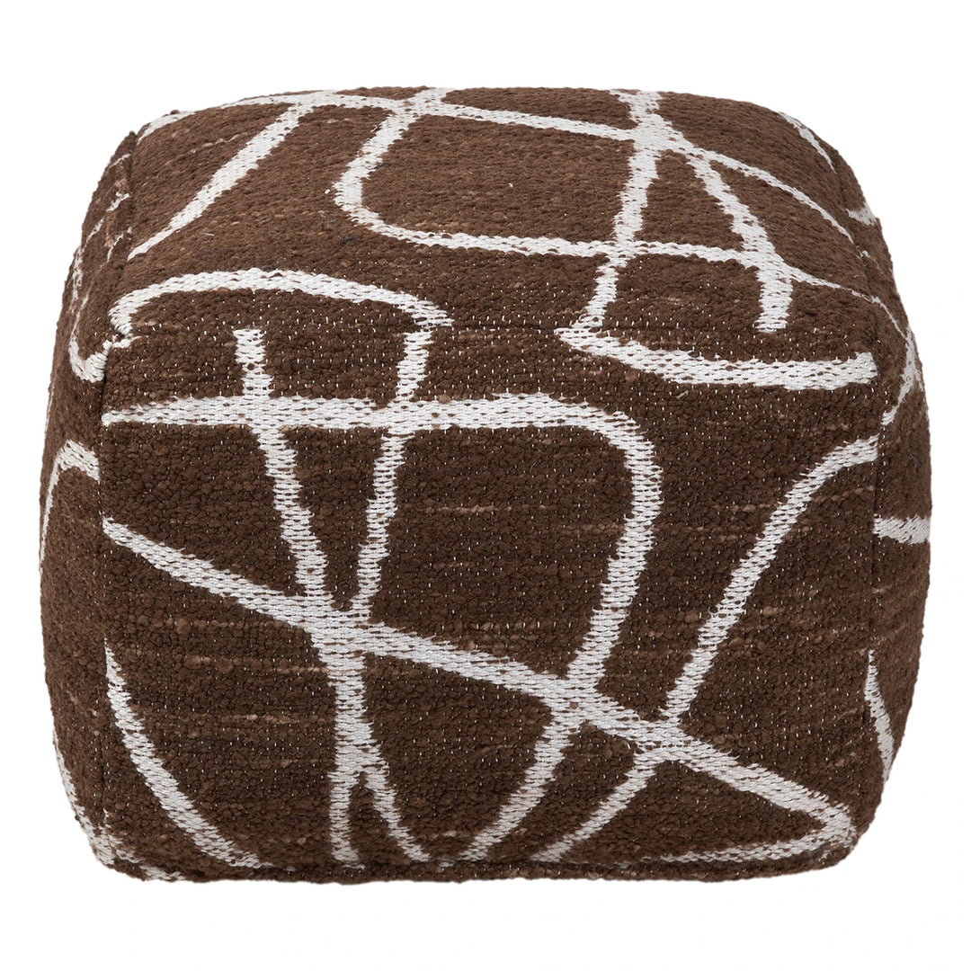 Indoor Outdoor Abstract Swirl Design Pouffe - Chocolate Brown