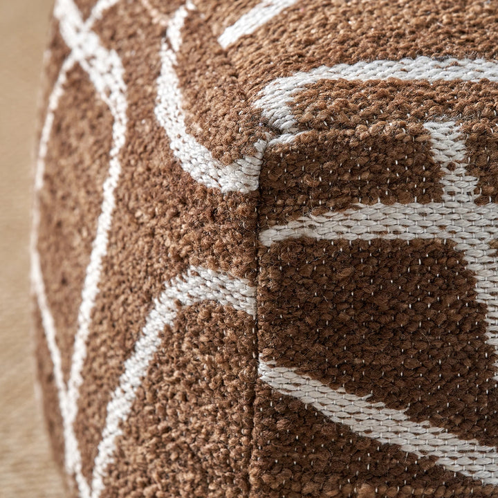 Indoor Outdoor Abstract Swirl Design Pouffe - Chocolate Brown