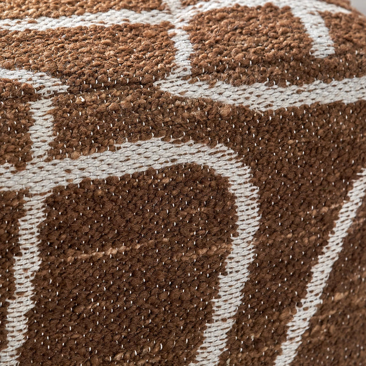 Indoor Outdoor Abstract Swirl Design Pouffe - Chocolate Brown
