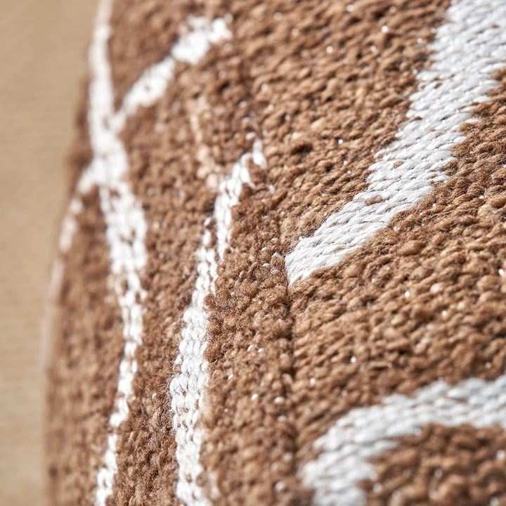 Indoor Outdoor Abstract Swirl Design Pouffe - Chocolate Brown