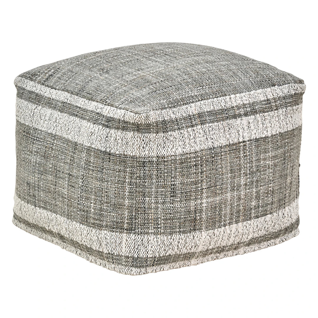 Indoor Outdoor Stripe Design Pouffe - Steel Grey