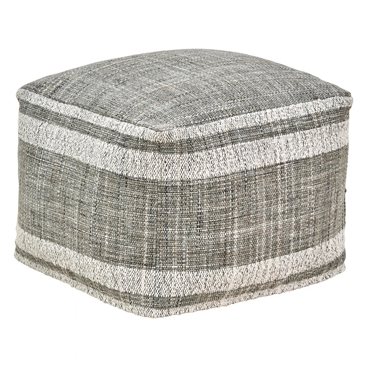 Indoor Outdoor Stripe Design Pouffe - Steel Grey