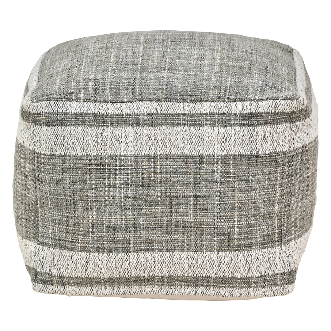 Indoor Outdoor Stripe Design Pouffe - Steel Grey