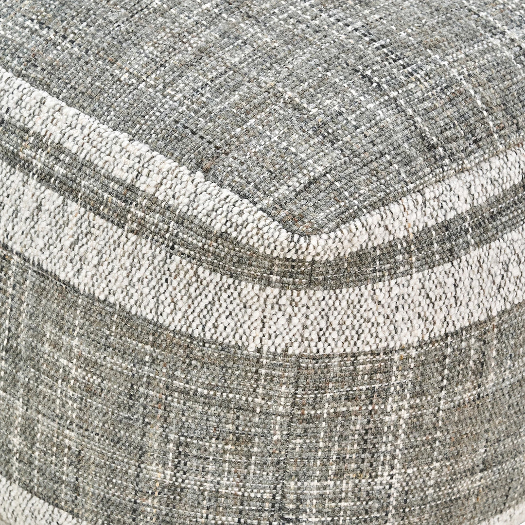 Indoor Outdoor Stripe Design Pouffe - Steel Grey