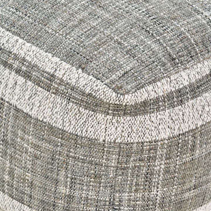 Indoor Outdoor Stripe Design Pouffe - Steel Grey