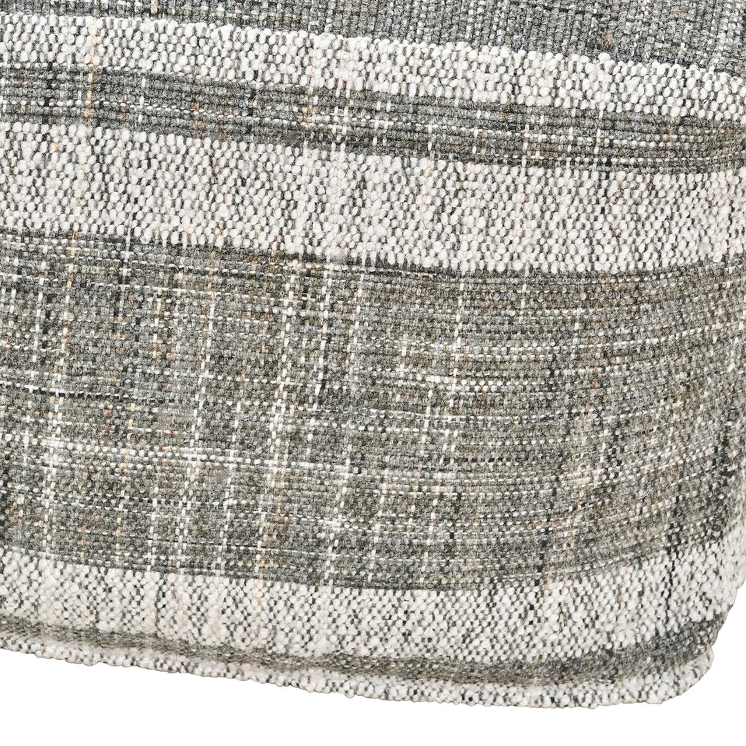 Indoor Outdoor Stripe Design Pouffe - Steel Grey