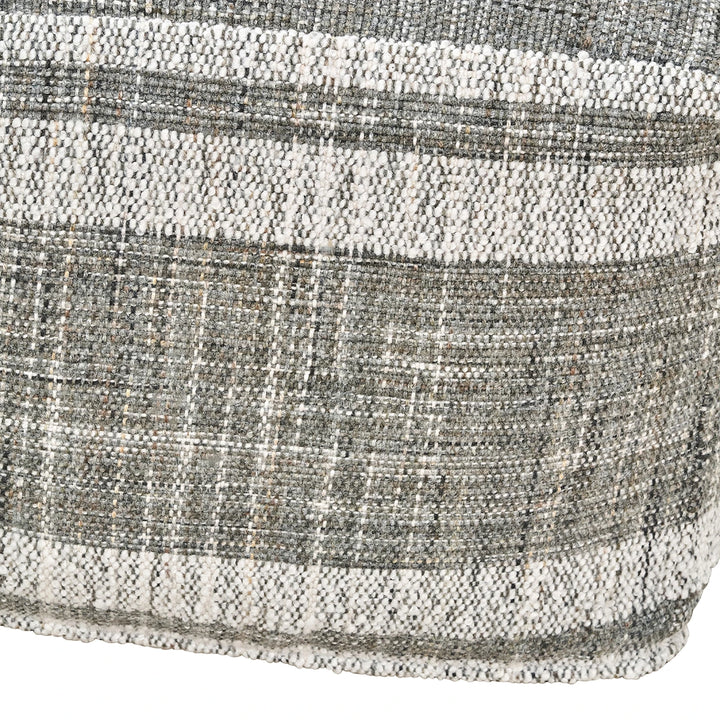 Indoor Outdoor Stripe Design Pouffe - Steel Grey