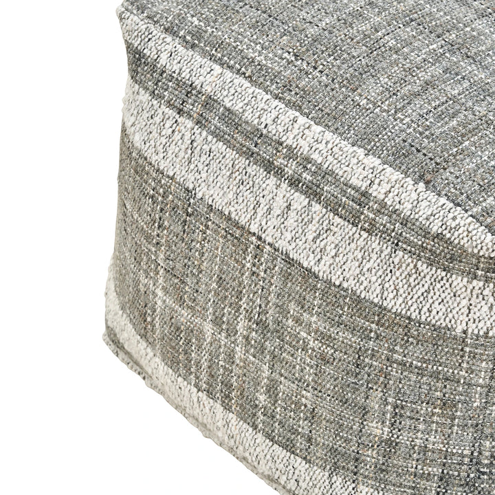 Indoor Outdoor Stripe Design Pouffe - Steel Grey