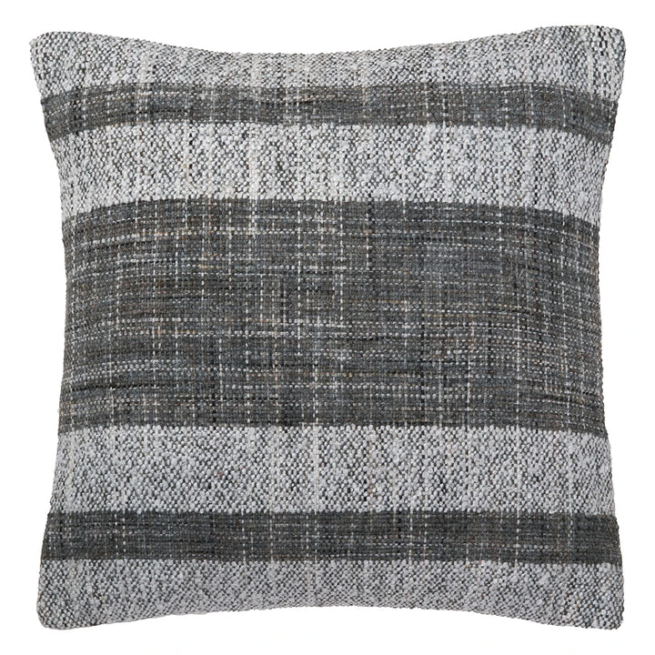 Indoor Outdoor Stripe Design Scatter Cushion - Steel Grey