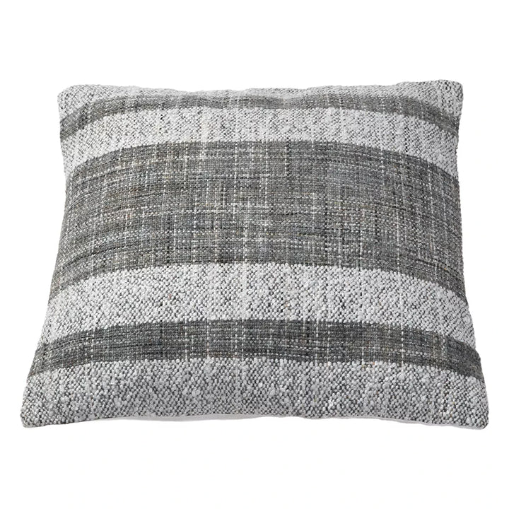 Indoor Outdoor Stripe Design Scatter Cushion - Steel Grey