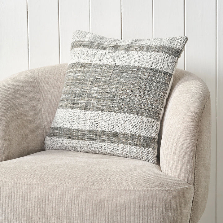 Indoor Outdoor Stripe Design Scatter Cushion - Steel Grey
