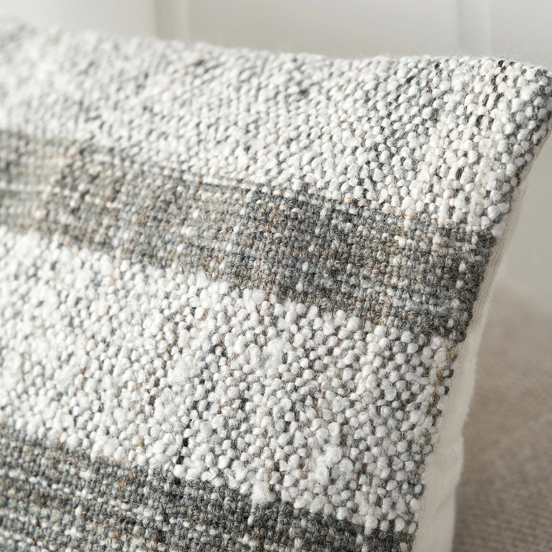 Indoor Outdoor Stripe Design Scatter Cushion - Steel Grey