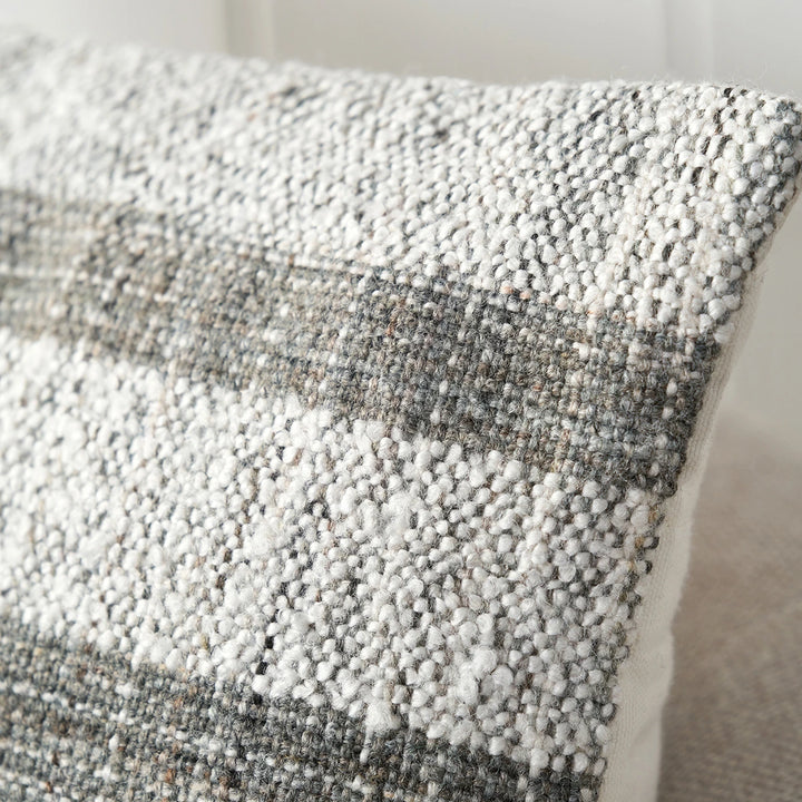 Indoor Outdoor Stripe Design Scatter Cushion - Steel Grey