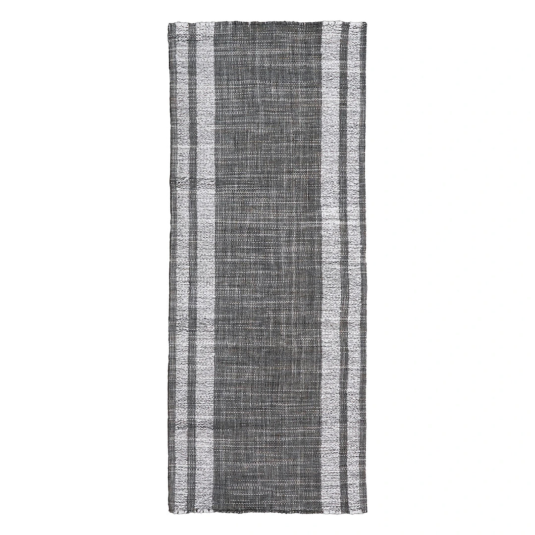 Indoor Outdoor Stripe Design Runner Rug - Steel Grey
