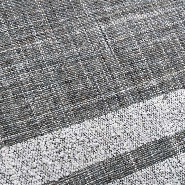 Indoor Outdoor Stripe Design Runner Rug - Steel Grey